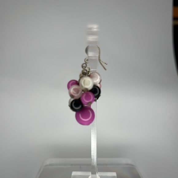 Pink and White Geometric Dangle Earrings - Picture 3 of 4